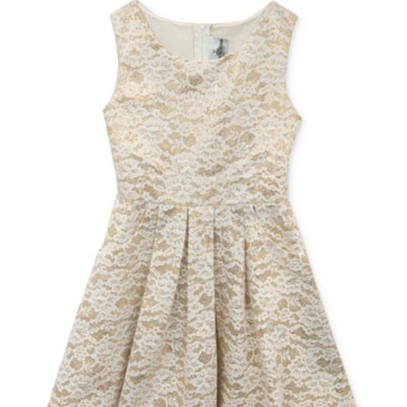 Rare Editions Other - 🦋Girls Lace & Ivory Gold Formal Wedding Easter Party Dress Sz 16